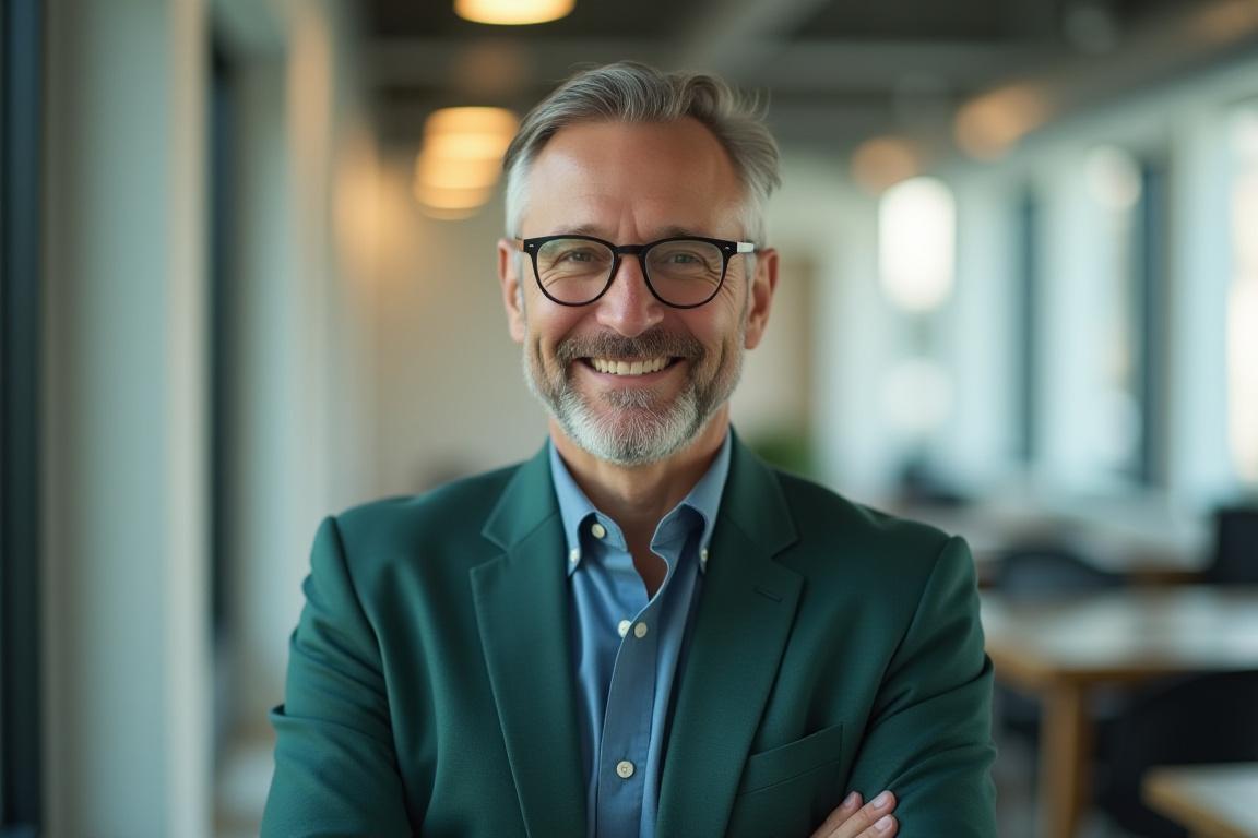 Executive portrait of the founder in a modern New York office